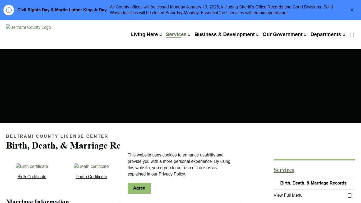 Birth, Death, & Marriage Records | Beltrami County