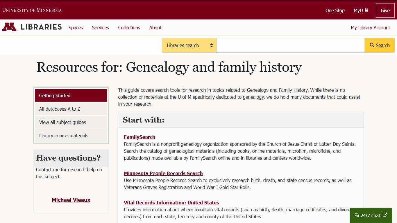 Getting Started - Genealogy and family history - Research Guides at University of Minnesota Minneapolis